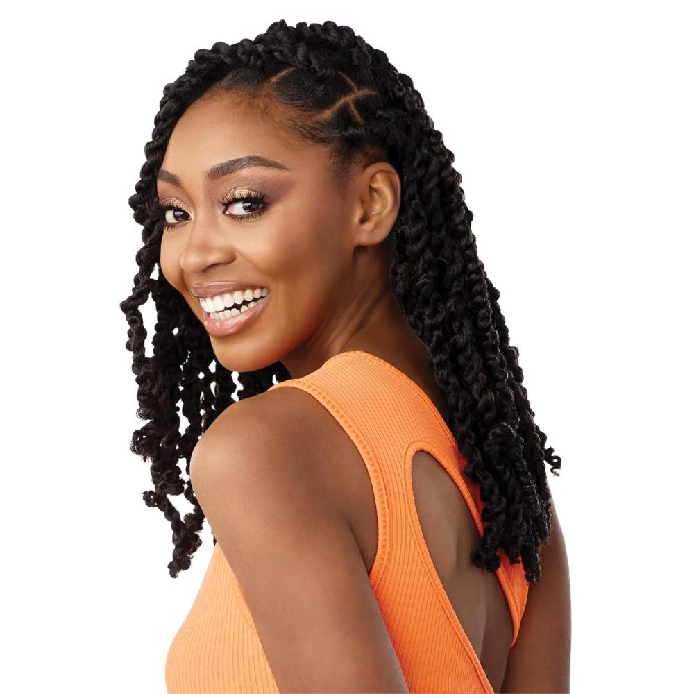 imageSensationnel Lulutress crochet braiding hair 3x fluffy passion twist 14 inch pre made diy all kanekalon synthetic locs twists 1 pack 1 JETBLACKT1B30