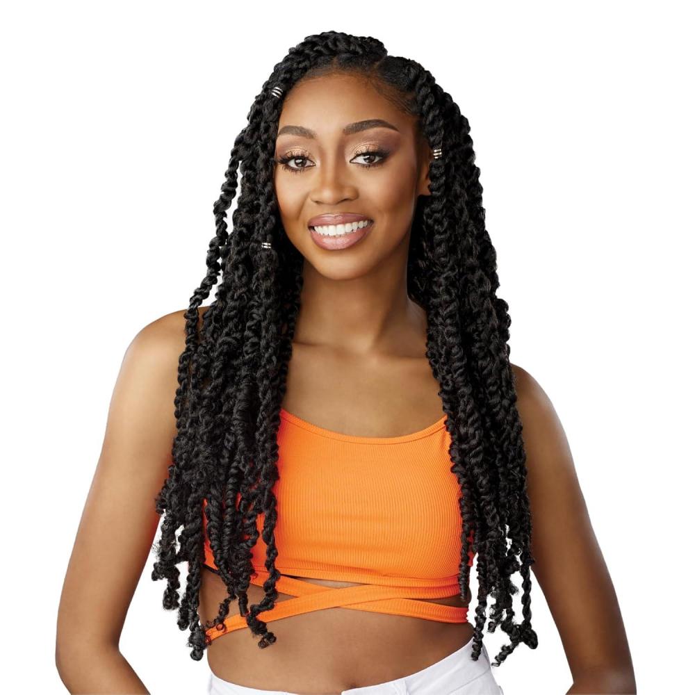 imageSensationnel Lulutress crochet braiding hair 3x fluffy passion twist 20 inch pre made diy all kanekalon synthetic locs twists 1 pack 1 JETBLACKSM27613