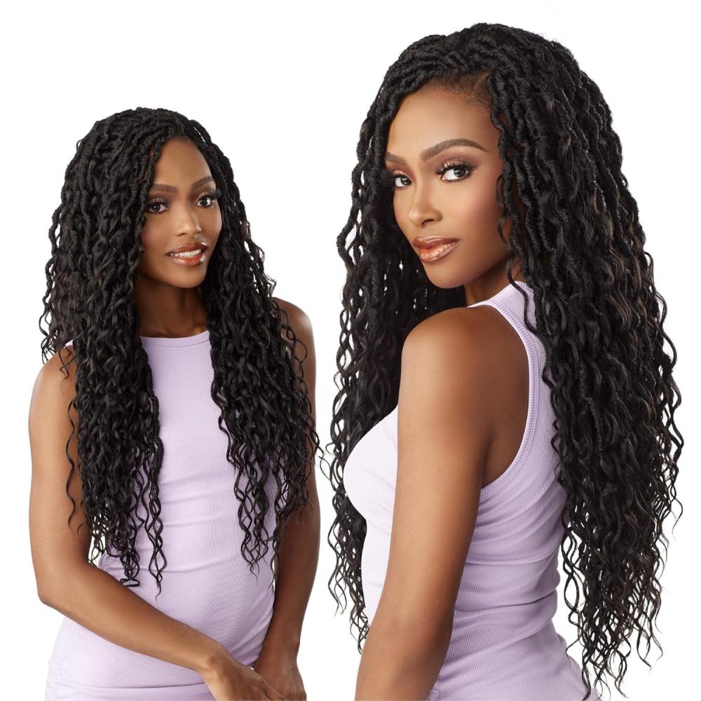 imageSensationnel Lulutress crochet braiding hair 3x mermaid locs 24 inch pre made diy all kanekalon synthetic locs twists 1 pack 1 JETBLACKT1BRED