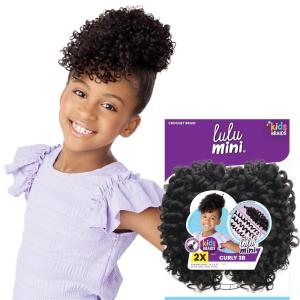 Sensationnel Lulumini crochet kids braids – 2x coily 3b flame safe synthetic braiding hair (1 JETBLACK)(27 HONEYBLONDE)