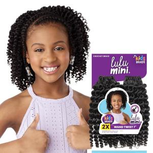 Sensationnel Lulumini crochet kids braids – 2x wand twist 7 inch flame safe synthetic braiding hair (1 JETBLACK)(30 LIGHTAUBURN)