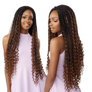 Sensationnel Lulutress crochet braiding hair – 3x boho box braid large 28 inch pre made diy all kanekalon synthetic locs twists (1 pack, 1 JETBLACK)(T1B/RED)