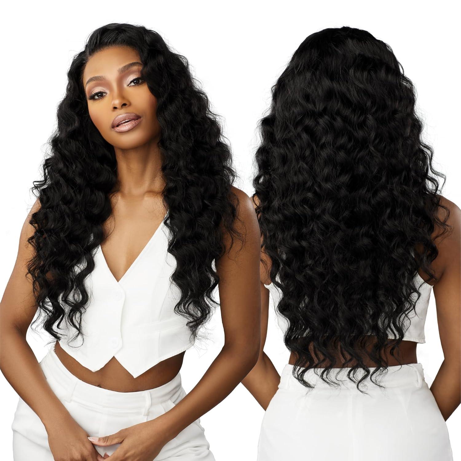 imageSensationnel 13A 13X4 Lace Frontalwigs Loose Wave Human Hair 13A Unprocessed Glueless Straight Preplucked Hairline 20 inch NATURALNATURALBLACK