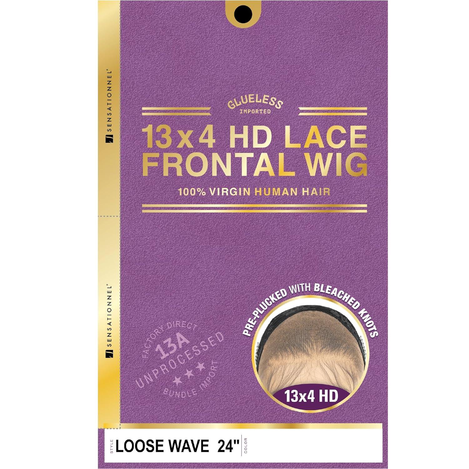 imageSensationnel 13A 13X4 Lace Frontalwigs Loose Wave Human Hair 13A Unprocessed Glueless Straight Preplucked Hairline 20 inch NATURALNATURALBLACK