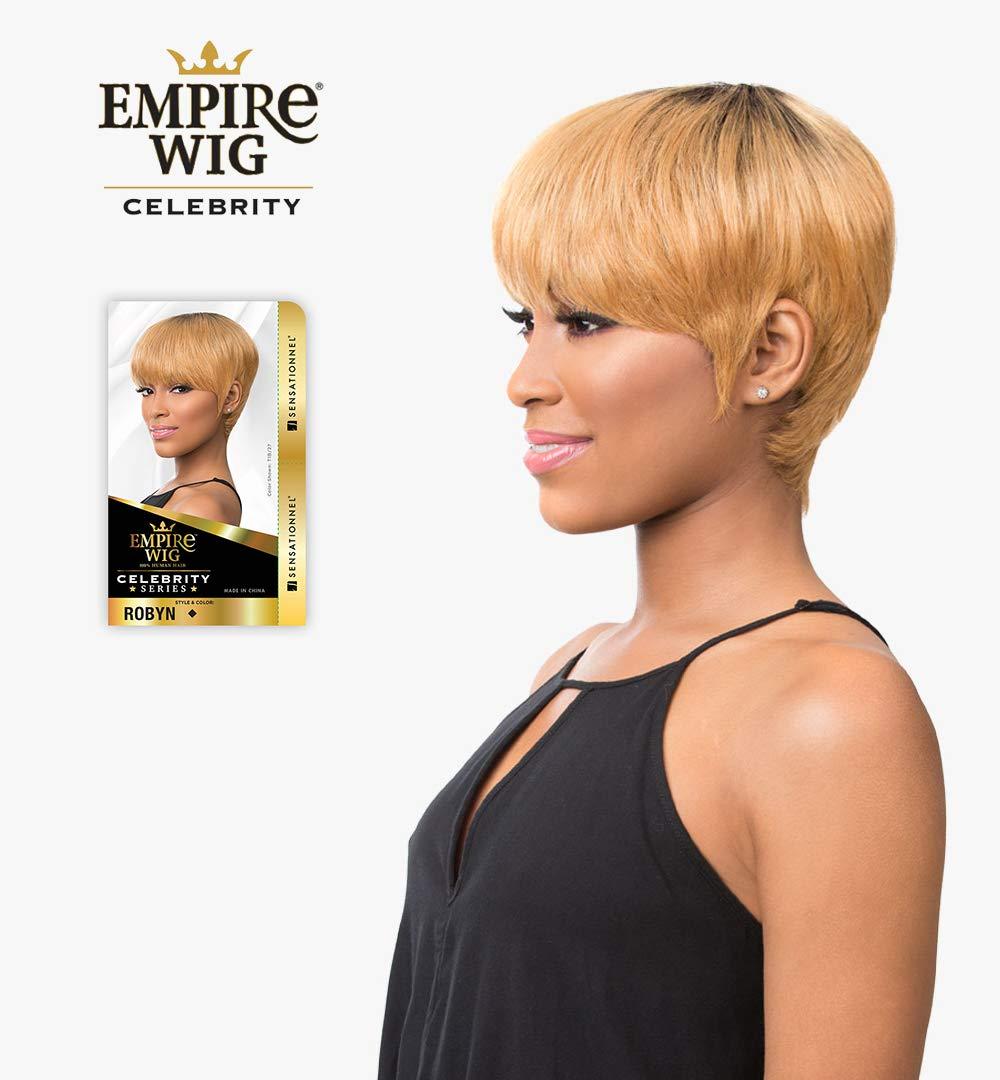 imageSensationnel Empire Human Hair Wig Robyn Celebrity Inspired Collections PreStyled Salon Cut Hair 1 JETBLACKT1B30