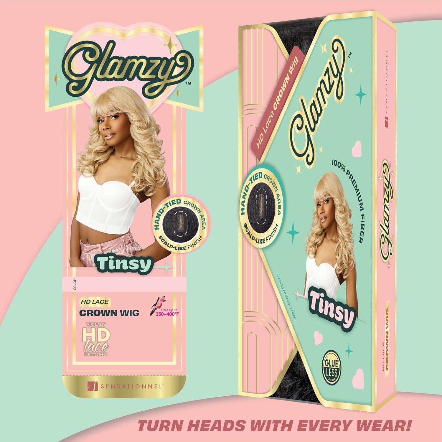 imageSensationnel Glamzy Lace Crown Wig Tinsy Glueless Hand Tied CrownArea Synthetic Hair 1 JETBLACK1 JETBLACK