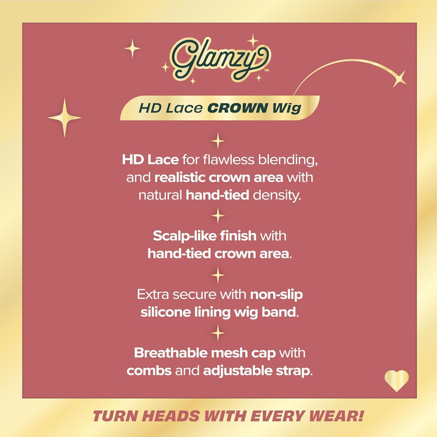 imageSensationnel Glamzy Lace Crown Wig Tinsy Glueless Hand Tied CrownArea Synthetic Hair 1 JETBLACKFLAMBOYAGECHOCOLATE