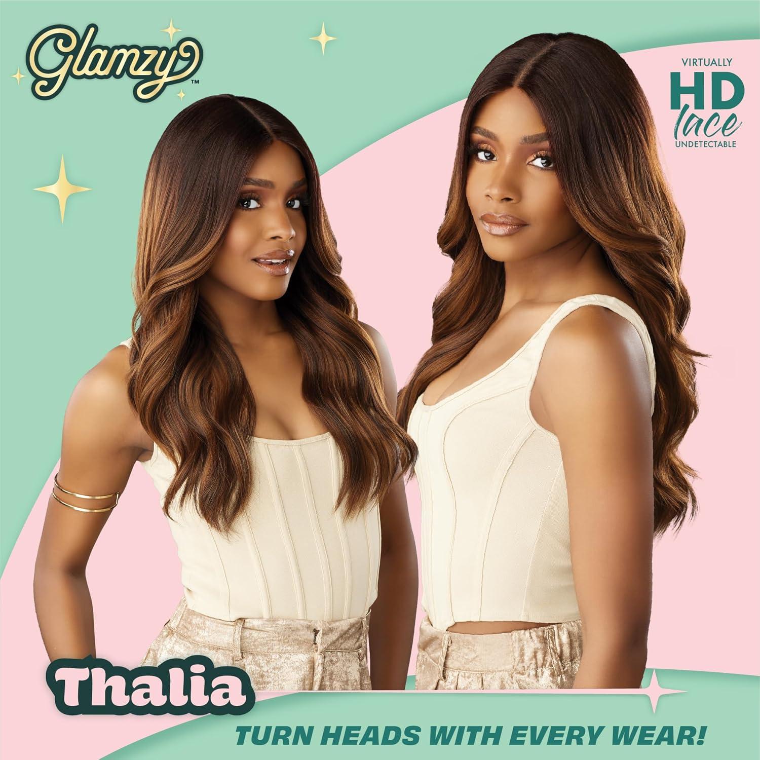 imageSensationnel Glamzy Lace Part Wig Thalia Glueless Hand Tied Wider V Parting Synthetic Hair 1 JETBLACKBALAYAGEVANILLABLONDE