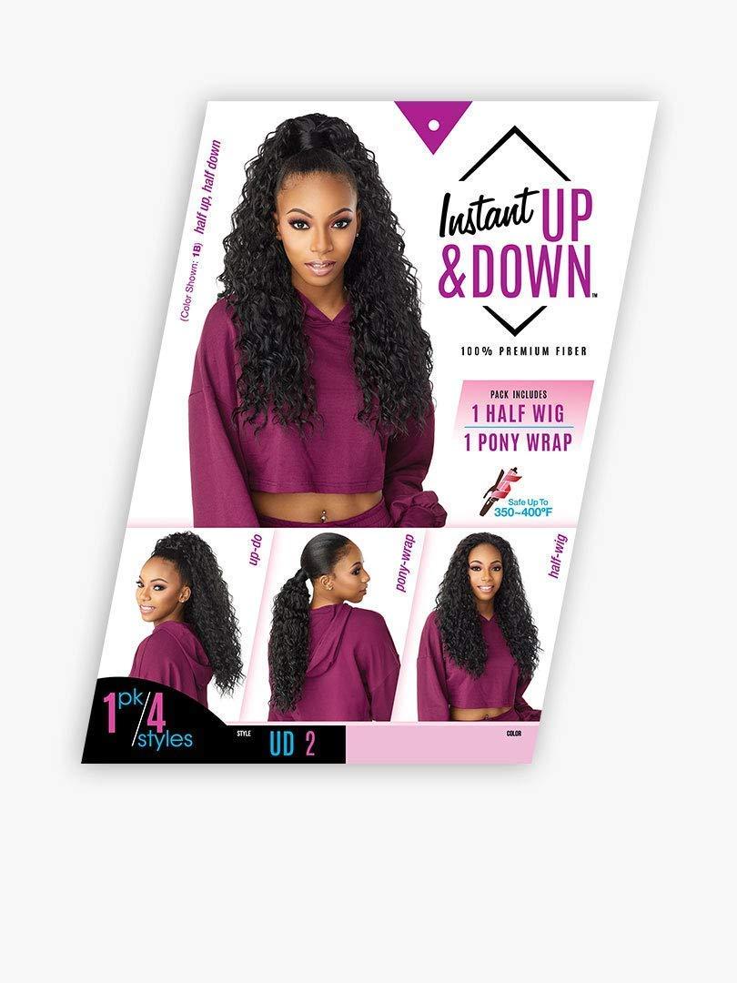imageSensationnel Instant Updown Halfwig Pony Iud 2 4 Style in 1 Half Wig And Pony Drawstring 1 JETBLACK1 JETBLACK
