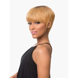 Sensationnel Empire Human Hair Wig – Robyn Celebrity Inspired Collections Pre-Styled Salon Cut Hair (1 JETBLACK)(T1B/27)