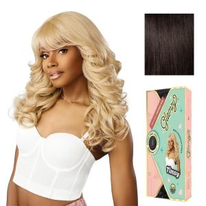 Sensationnel Glamzy Lace Crown Wig – Tinsy Glueless Hand Tied CrownArea Synthetic Hair (1 JETBLACK)(2 DARKBROWN)