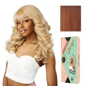 Sensationnel Glamzy Lace Crown Wig – Tinsy Glueless Hand Tied CrownArea Synthetic Hair (1 JETBLACK)(FLAMBOYAGEAUBURN)