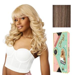 Sensationnel Glamzy Lace Crown Wig – Tinsy Glueless Hand Tied CrownArea Synthetic Hair (1 JETBLACK)(FLAMBOYAGEMOCHA)
