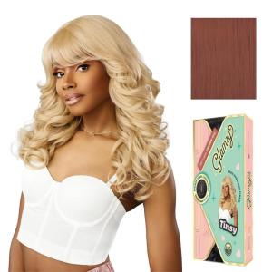Sensationnel Glamzy Lace Crown Wig – Tinsy Glueless Hand Tied CrownArea Synthetic Hair (1 JETBLACK)(ROSYPINK)