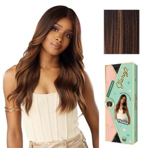Sensationnel Glamzy Lace Part Wig – Thalia Glueless Hand Tied Wider V Parting Synthetic Hair (1 JETBLACK)(BALAYAGECHOCOLATE)