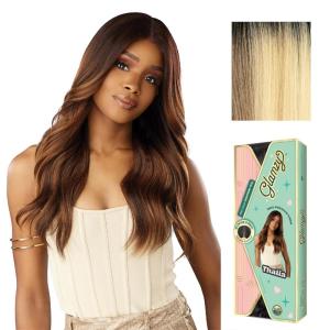 Sensationnel Glamzy Lace Part Wig – Thalia Glueless Hand Tied Wider V Parting Synthetic Hair (1 JETBLACK)(BALAYAGEVANILLABLONDE)