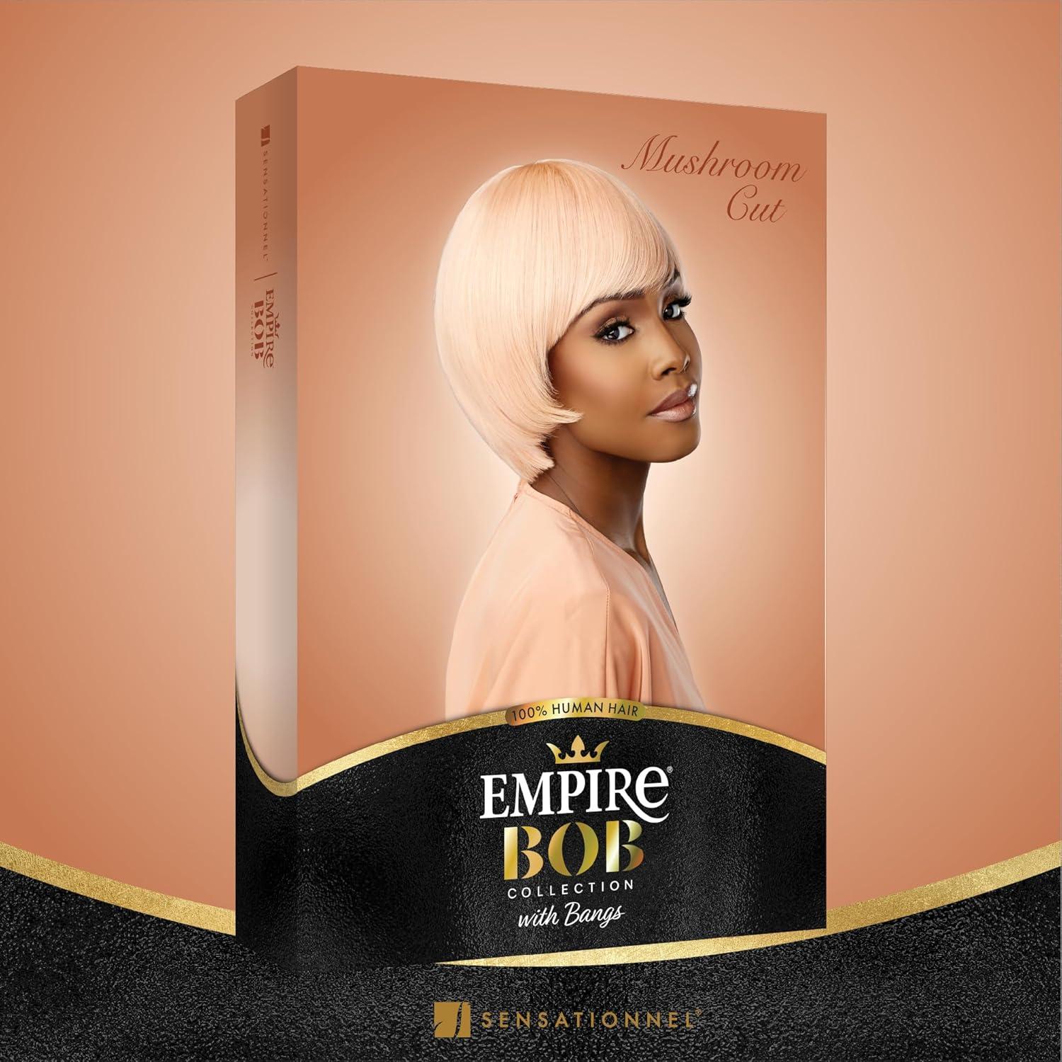 imageSensationnel Empire Bob Humanhair Wig Mushroom Cut Face Framing Mesh Cap for Comfort With Bangs 1 JETBLACK1B OFFBLACK