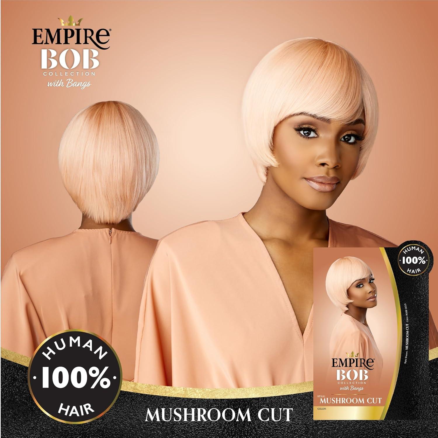 imageSensationnel Empire Bob Humanhair Wig Mushroom Cut Face Framing Mesh Cap for Comfort With Bangs 1 JETBLACKM44