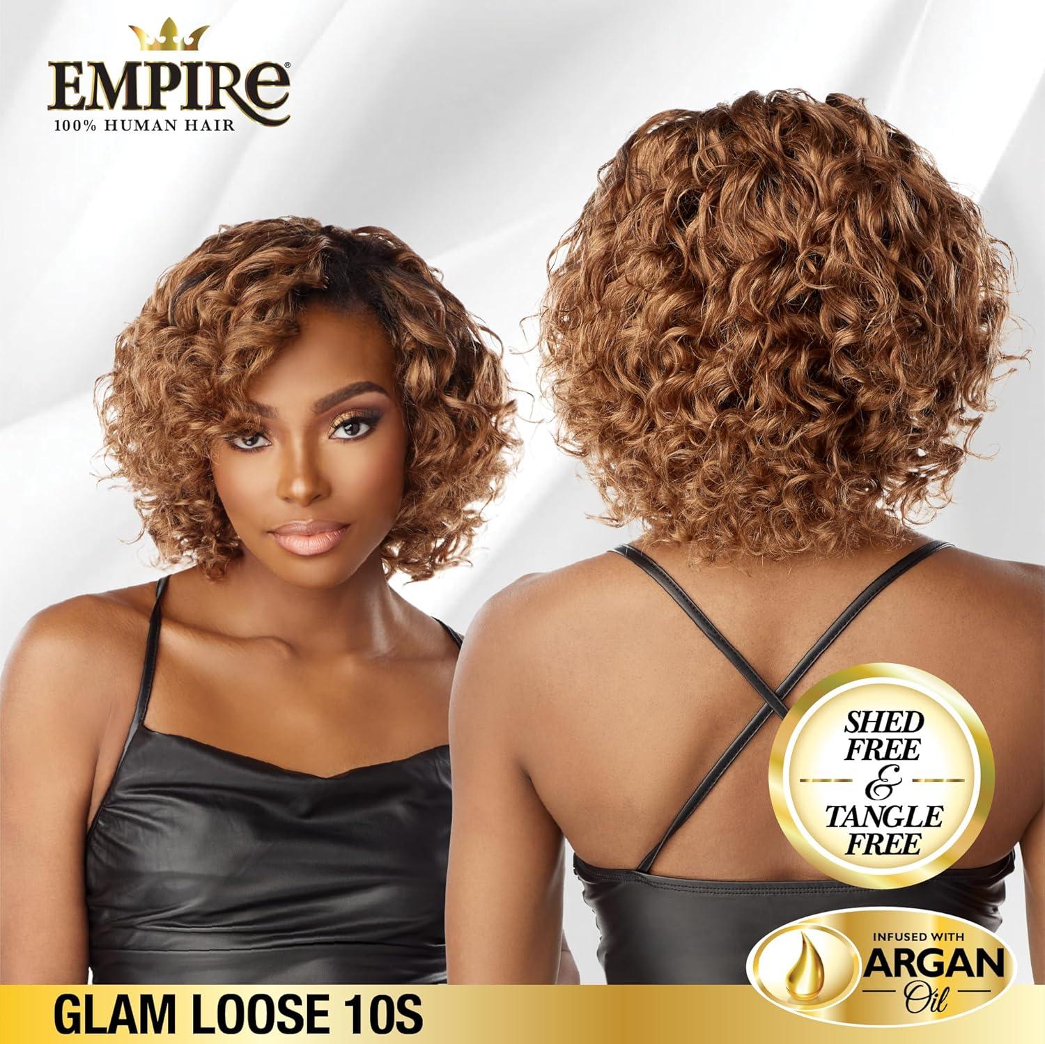 imageSensationnel Empire Curly human hair glam loose 10s 3pcs tangle free weaving for quick weave and sew in styles for faux highlights 1 pack 1 JETBLACK2 DARKBROWN