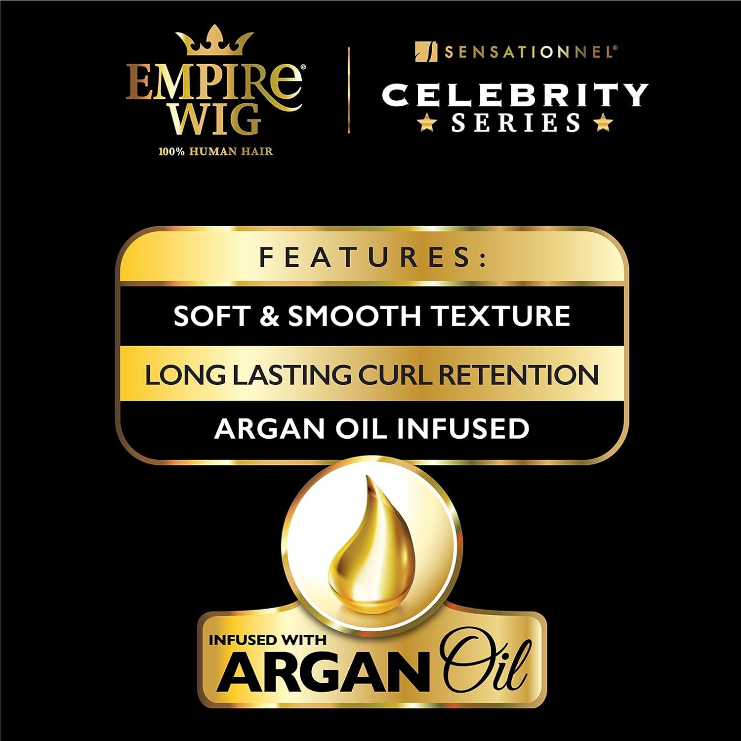 imageSensationnel Empire Human Hair Wig Britta Celebrity Inspired Collections PreStyled Salon Cut Hair 613 BLONDETopBottom Mix DarkBrown LightAuburn T230