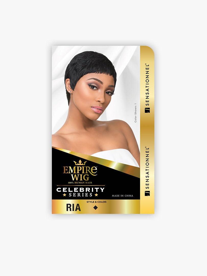 imageSensationnel Empire Human Hair Wig Ria Celebrity Inspired Collections PreStyled Salon Cut Hair 1 JETBLACK30 LIGHTAUBURN