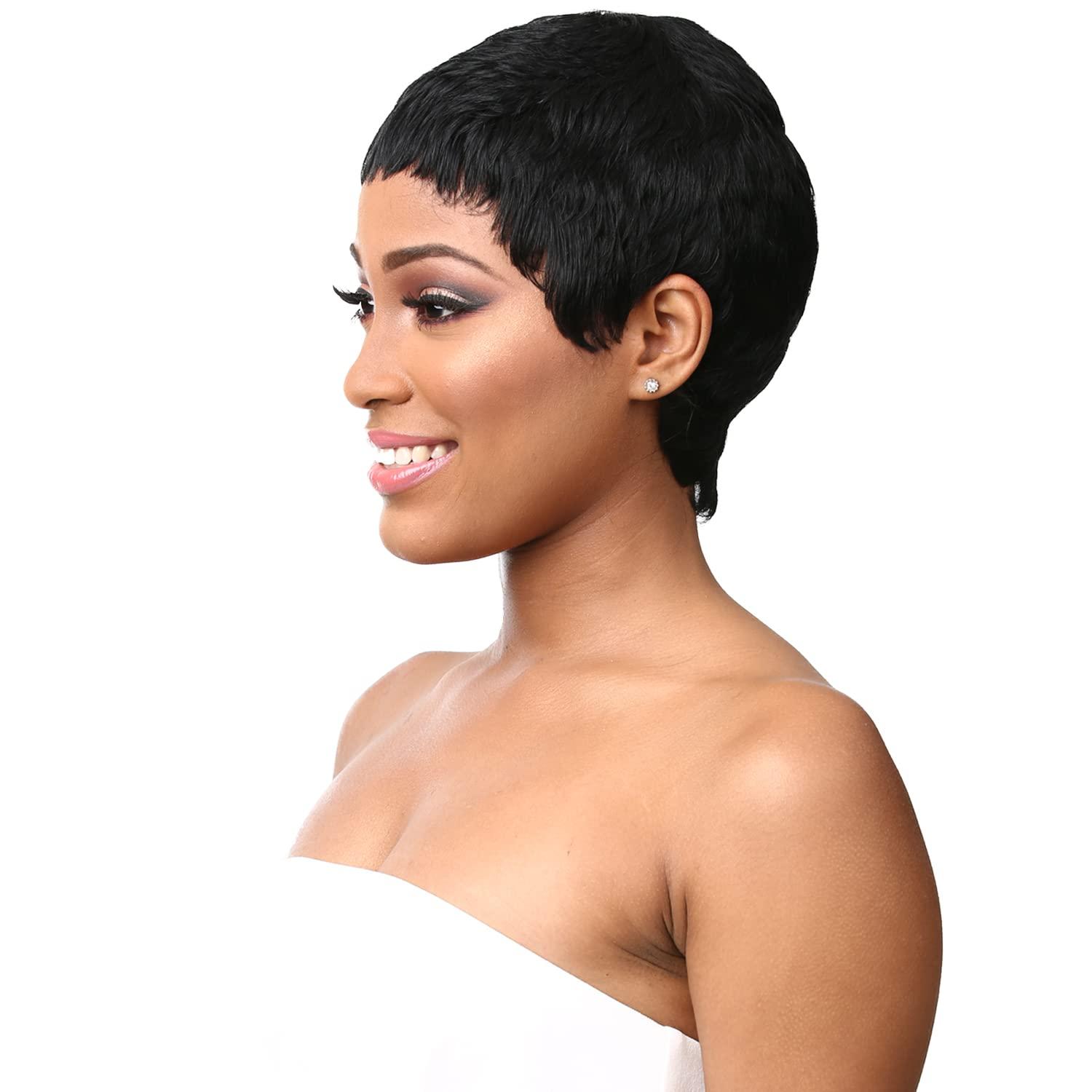imageSensationnel Empire Human Hair Wig Ria Celebrity Inspired Collections PreStyled Salon Cut Hair 1 JETBLACK99J