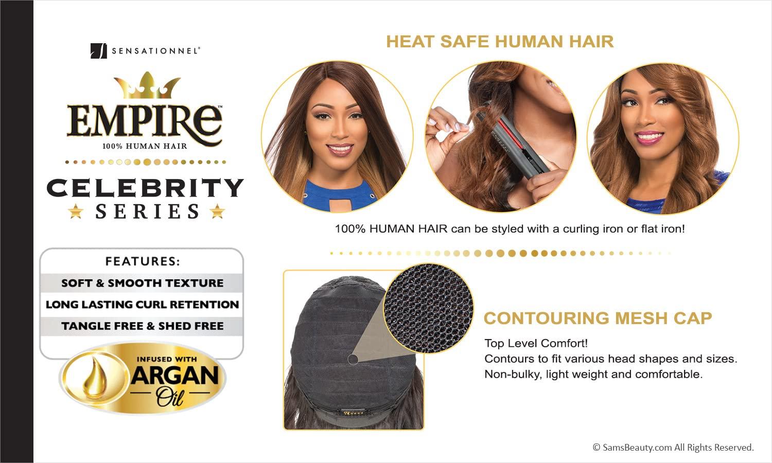 imageSensationnel Empire Human Hair Wig Ria Celebrity Inspired Collections PreStyled Salon Cut Hair 1 JETBLACK99J