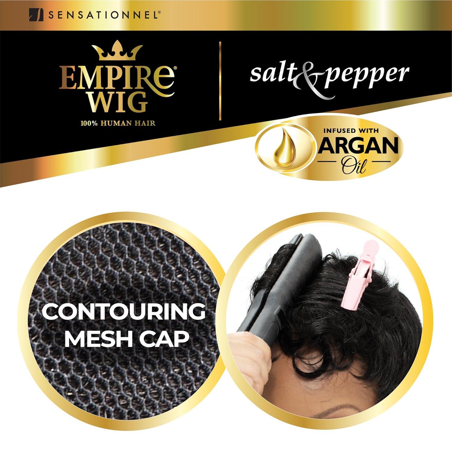 imageSensationnel Empire Human Hair Wig Salt And Pepper Bliss Contouring Mesh Cap Heat Safe 1 JETBLACK350 COPPERRED