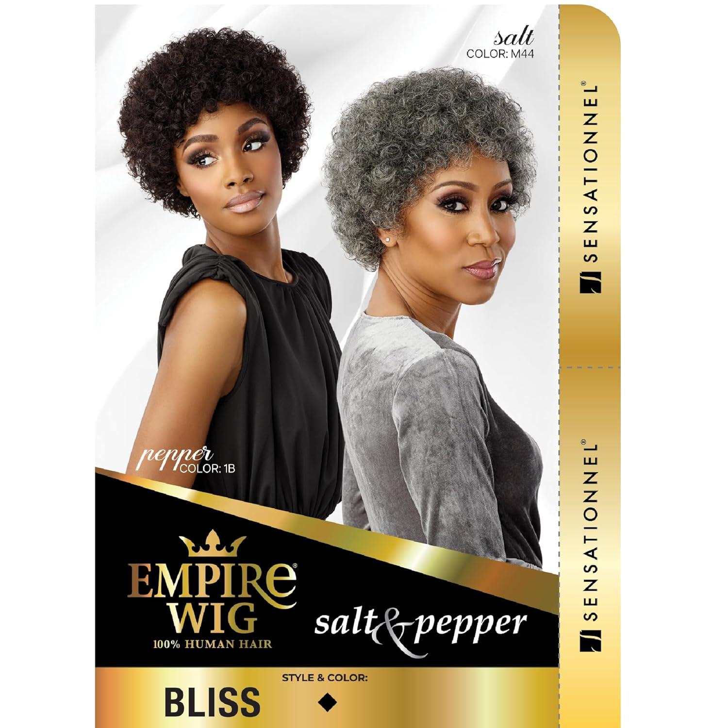 imageSensationnel Empire Human Hair Wig Salt And Pepper Bliss Contouring Mesh Cap Heat Safe 1 JETBLACKM44