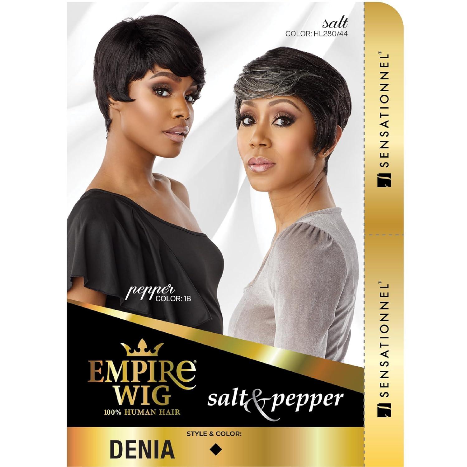 imageSensationnel Empire Human Hair Wig Salt And Pepper Denia Contouring Mesh Cap Heat Safe 2 DARKBROWN2 DARKBROWN