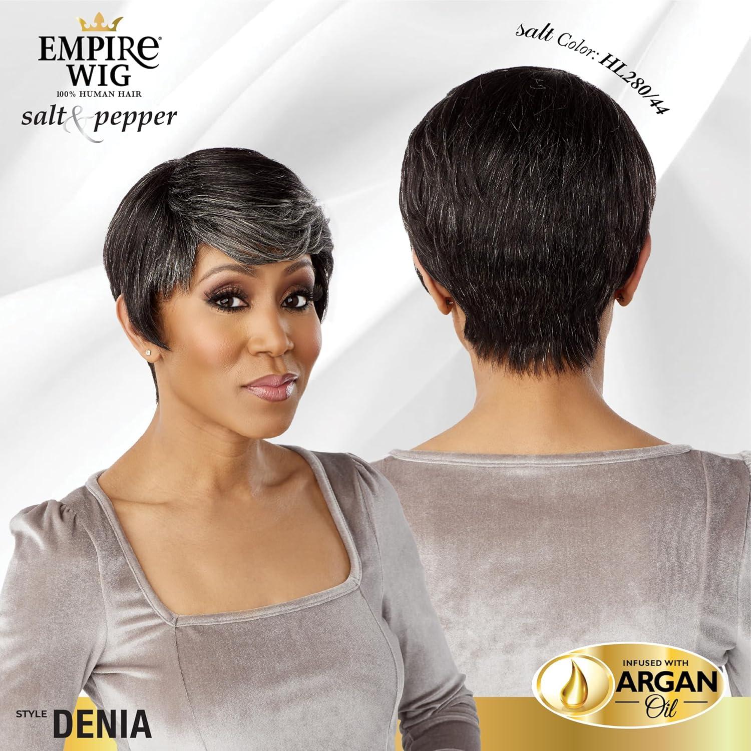 imageSensationnel Empire Human Hair Wig Salt And Pepper Denia Contouring Mesh Cap Heat Safe 2 DARKBROWN2 DARKBROWN
