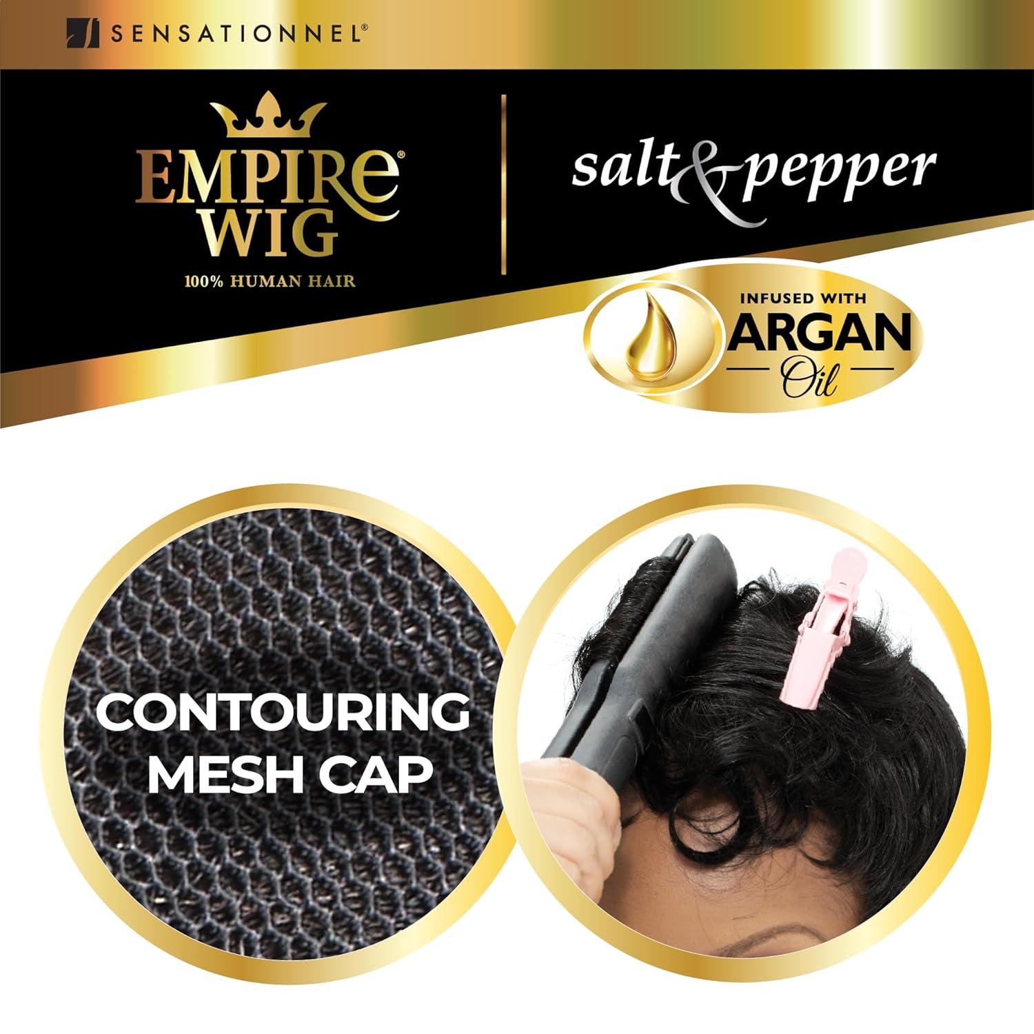 imageSensationnel Empire Human Hair Wig Salt And Pepper Flora Contouring Mesh Cap Heat Safe 1 JETBLACK2 DARKBROWN