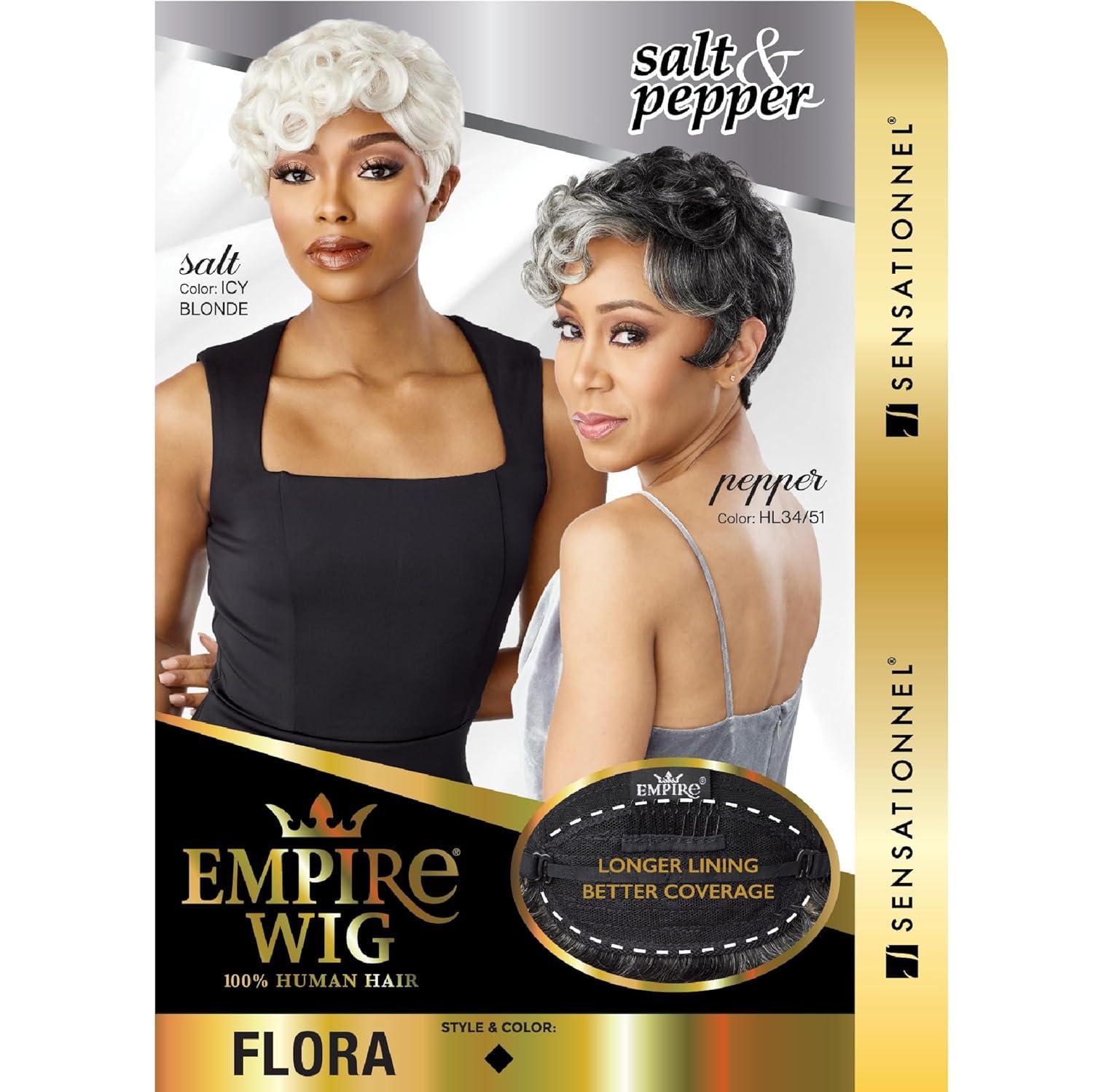 imageSensationnel Empire Human Hair Wig Salt And Pepper Flora Contouring Mesh Cap Heat Safe 1 JETBLACK350 COPPERRED