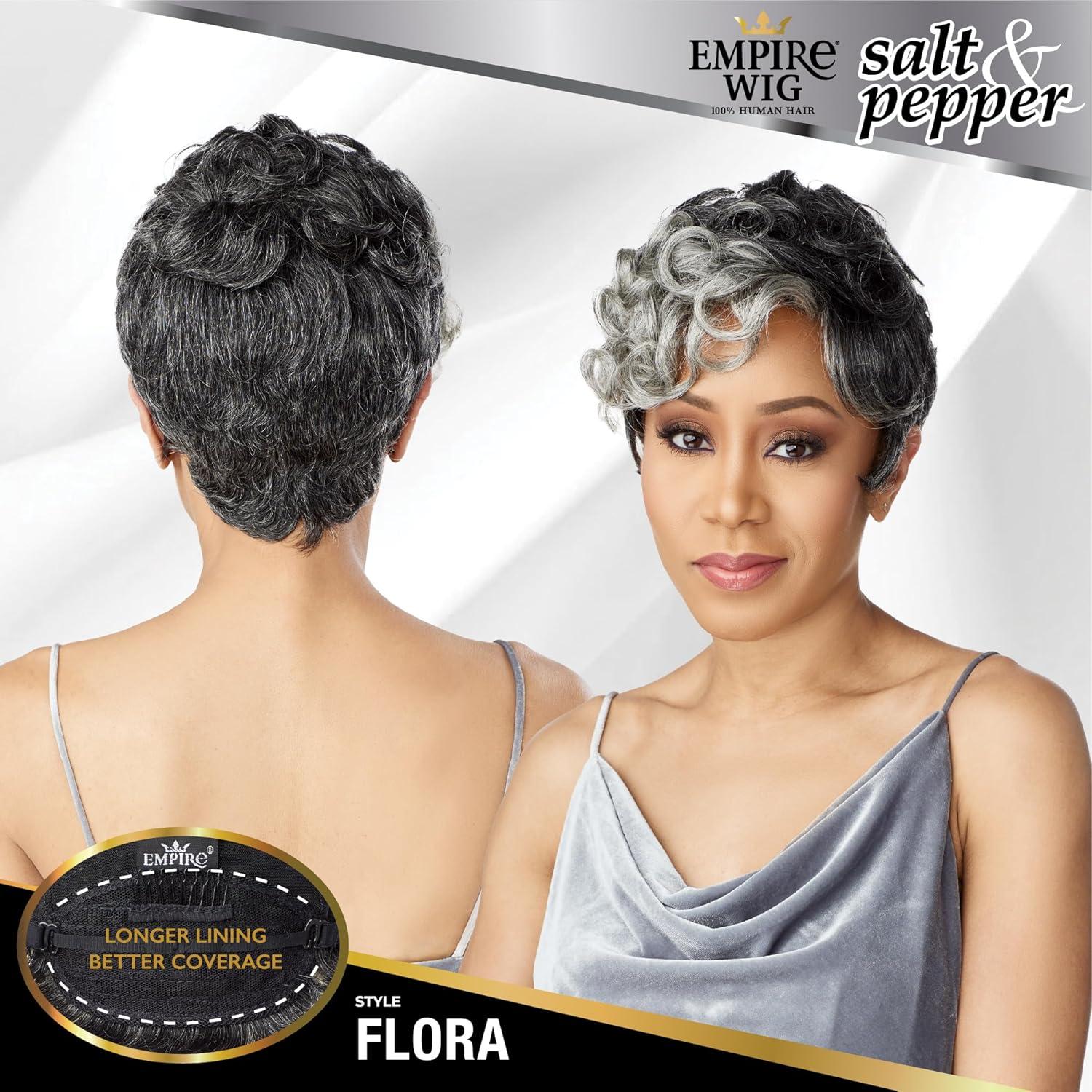 imageSensationnel Empire Human Hair Wig Salt And Pepper Flora Contouring Mesh Cap Heat Safe 1 JETBLACK613 BLONDE