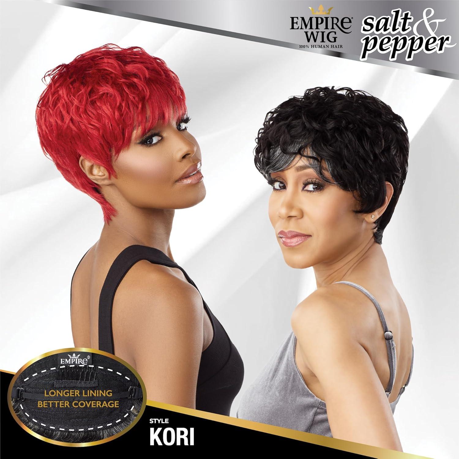 imageSensationnel Empire Human Hair Wig Salt And Pepper Kori Contouring Mesh Cap Heat Safe 1 JETBLACK350 COPPERRED