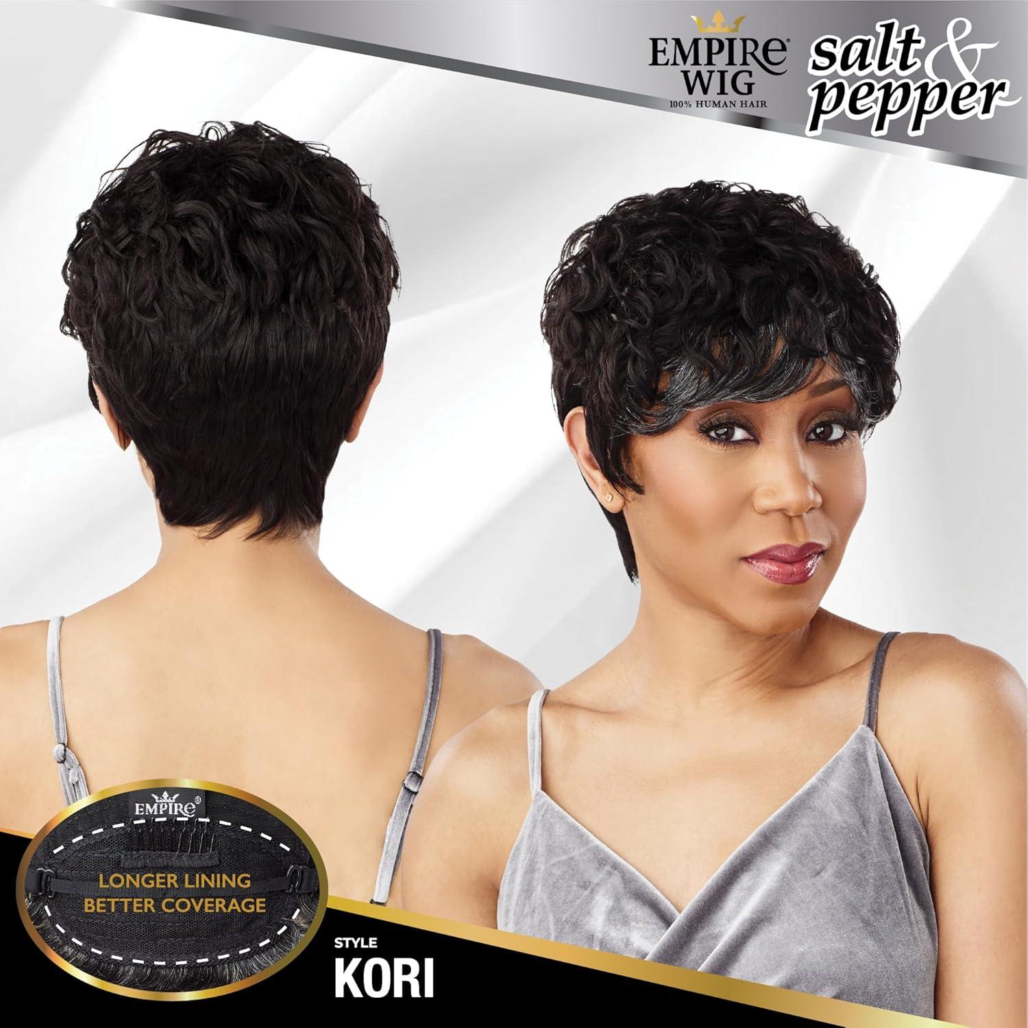 imageSensationnel Empire Human Hair Wig Salt And Pepper Kori Contouring Mesh Cap Heat Safe 1 JETBLACKRED