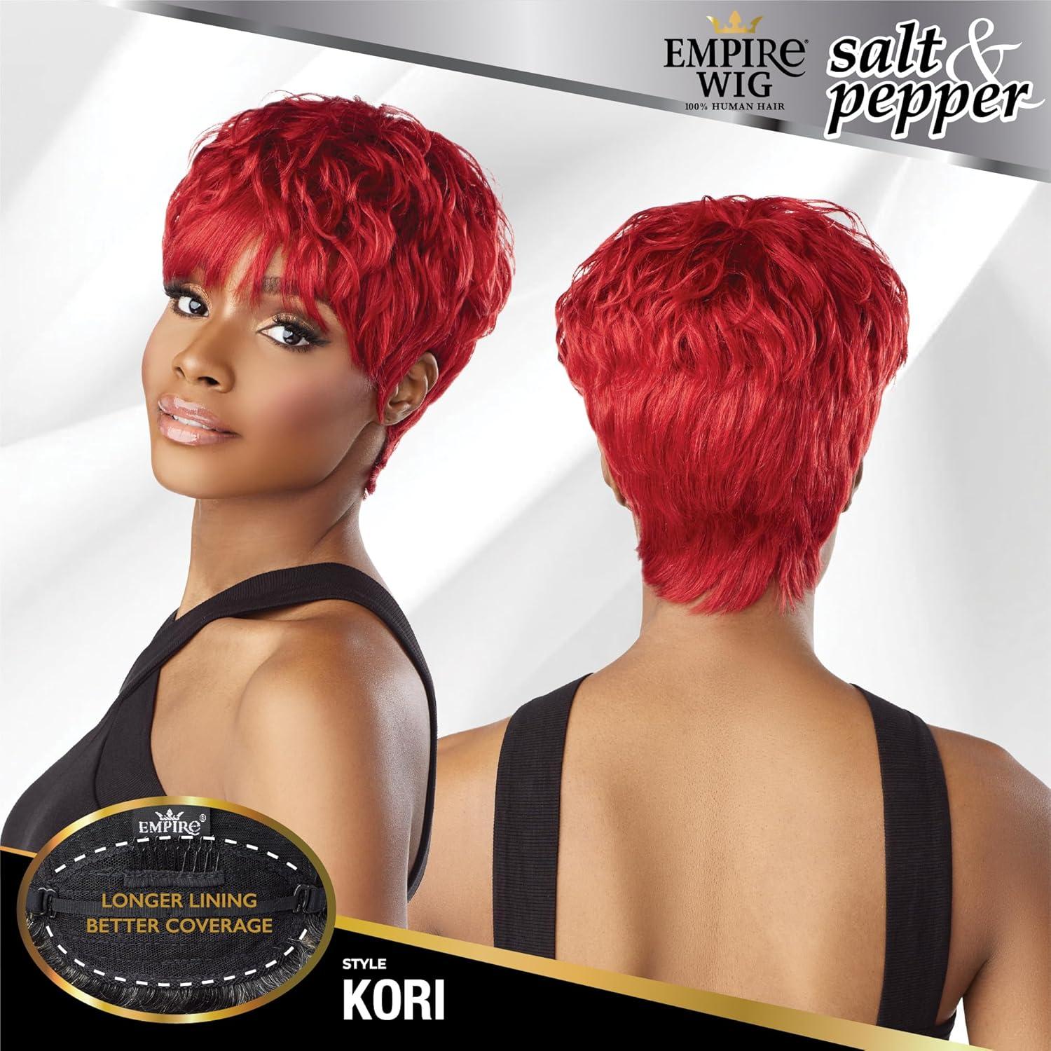 imageSensationnel Empire Human Hair Wig Salt And Pepper Kori Contouring Mesh Cap Heat Safe 1 JETBLACKRED
