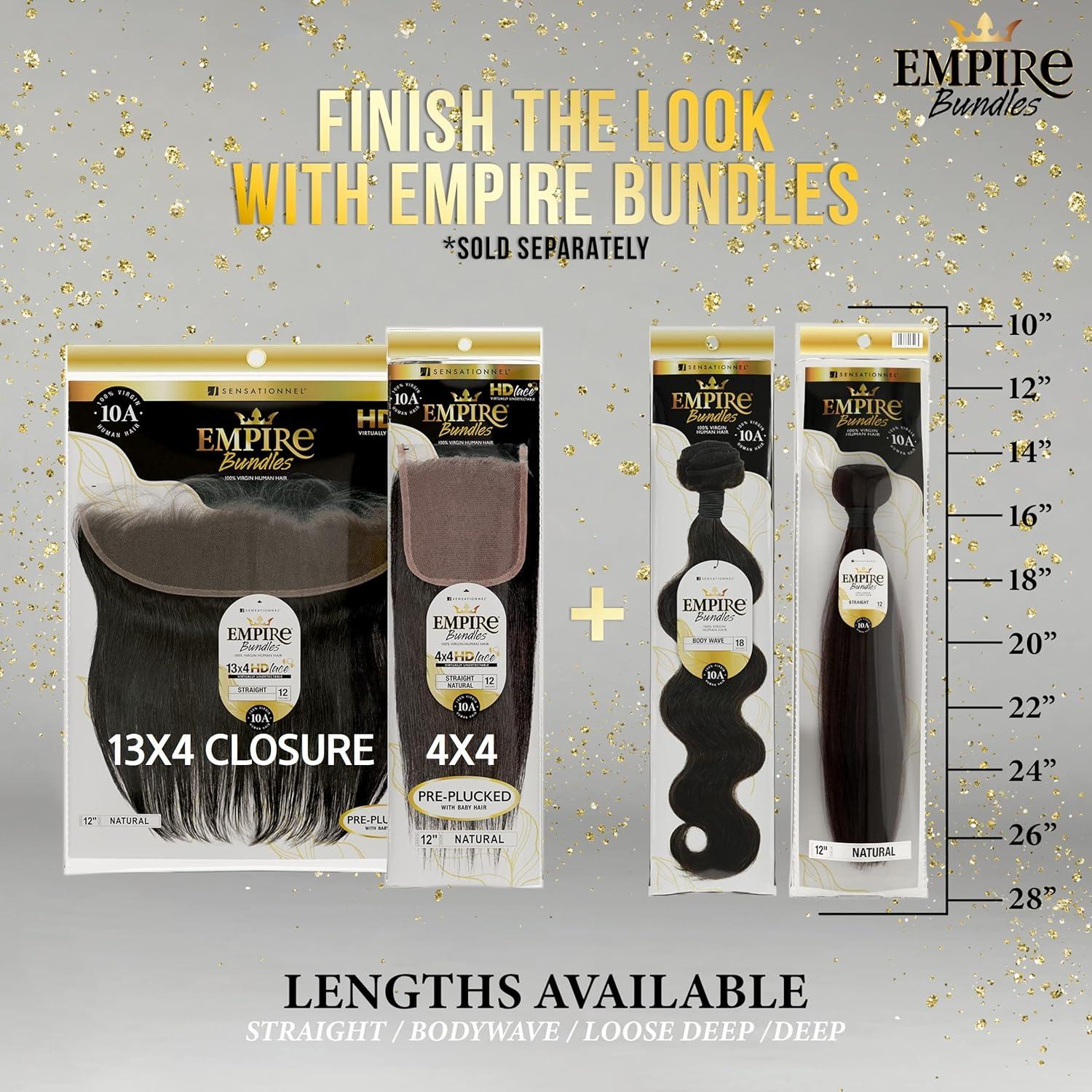 imageSensationnel Empire bundle 13x4 closure body wave 10a tangle shed free human hair for weaving and sew in styles 10 inch NATURALNATURALBLACK