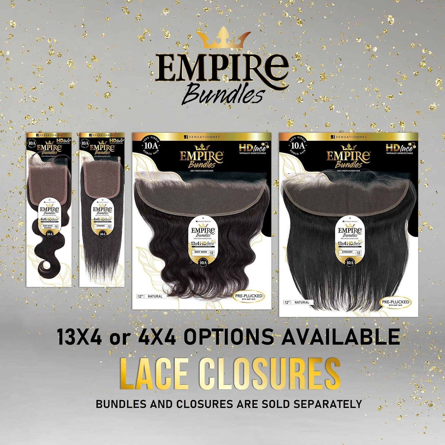 imageSensationnel Empire bundle 13x4 closure body wave 10a tangle shed free human hair for weaving and sew in styles 10 inch NATURALNATURALBLACK