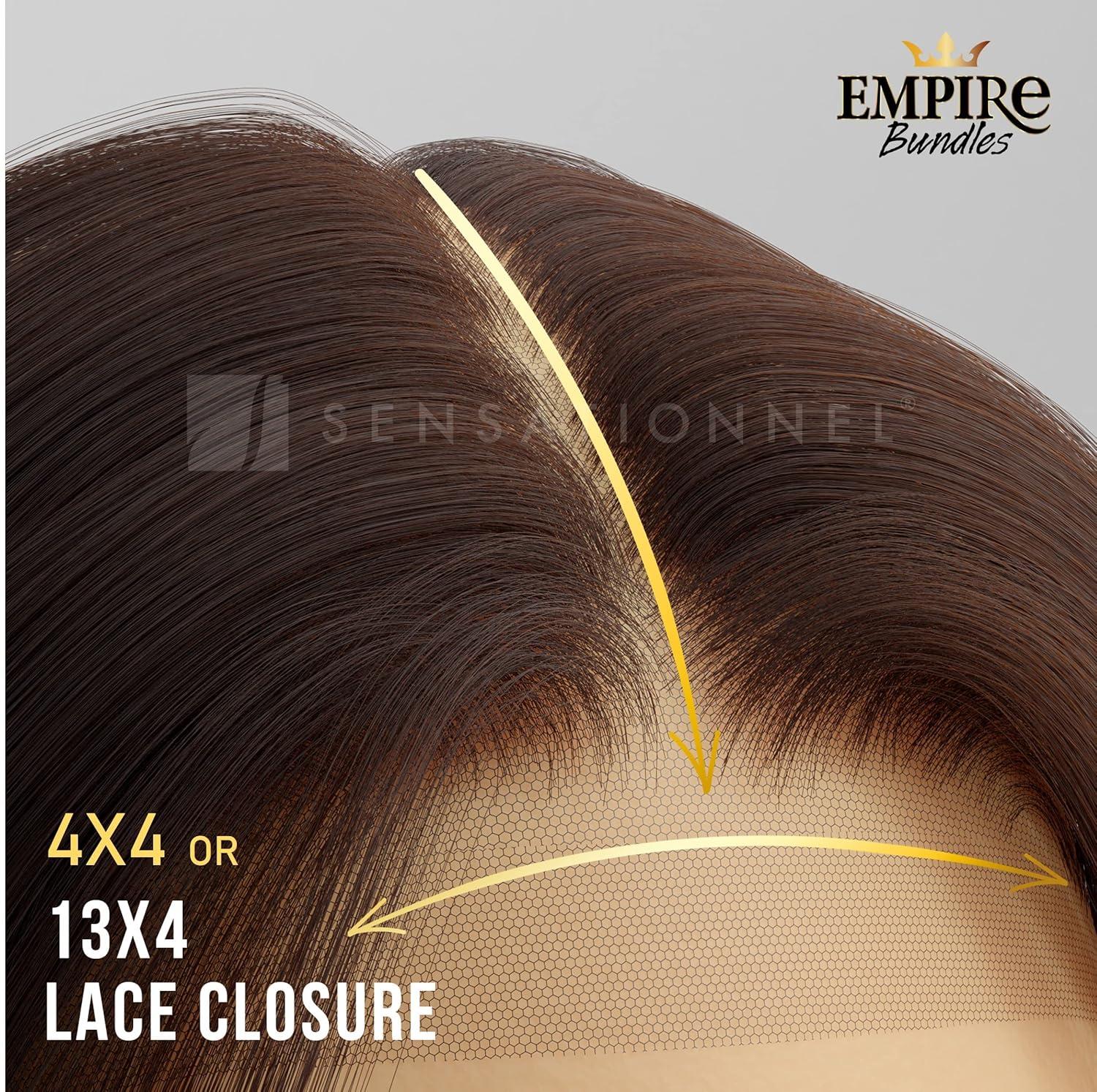 imageSensationnel Empire bundle 4x4 closure body wave HD lace large free parting lace frontalclosure unprocessed human hair weave 10 inch NATURAL613 BLONDE