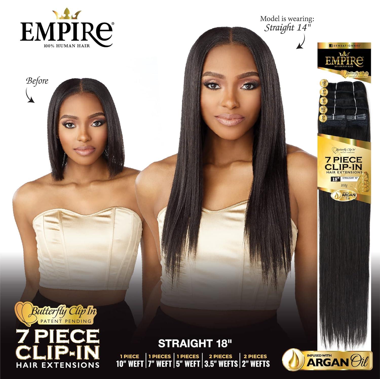 imageSensationnel Empire butterfly clip in straight 7 piece human hair lace weft clip ins 14 Inch T22727613