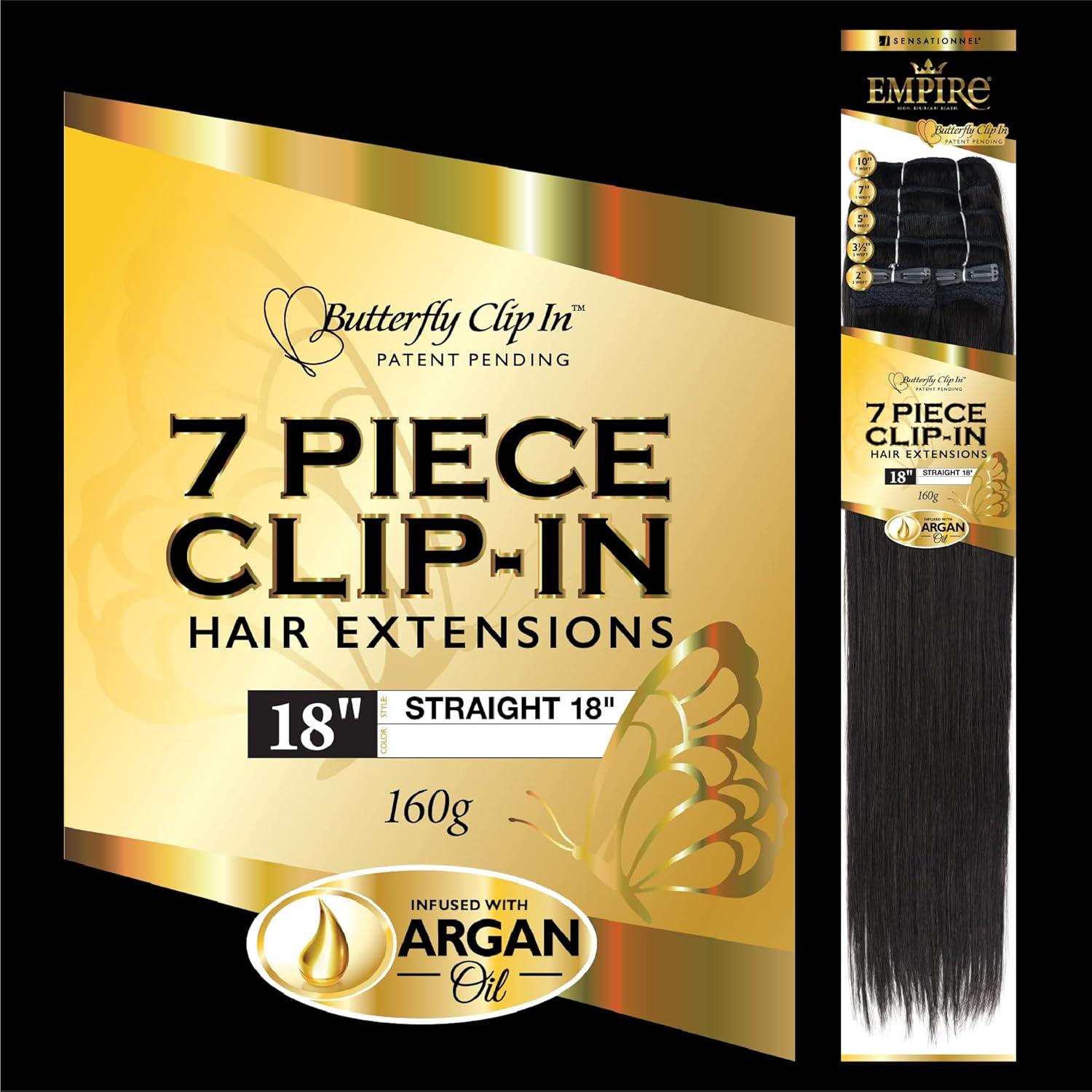 imageSensationnel Empire butterfly clip in straight 7 piece human hair lace weft clip ins 14 Inch T2274613