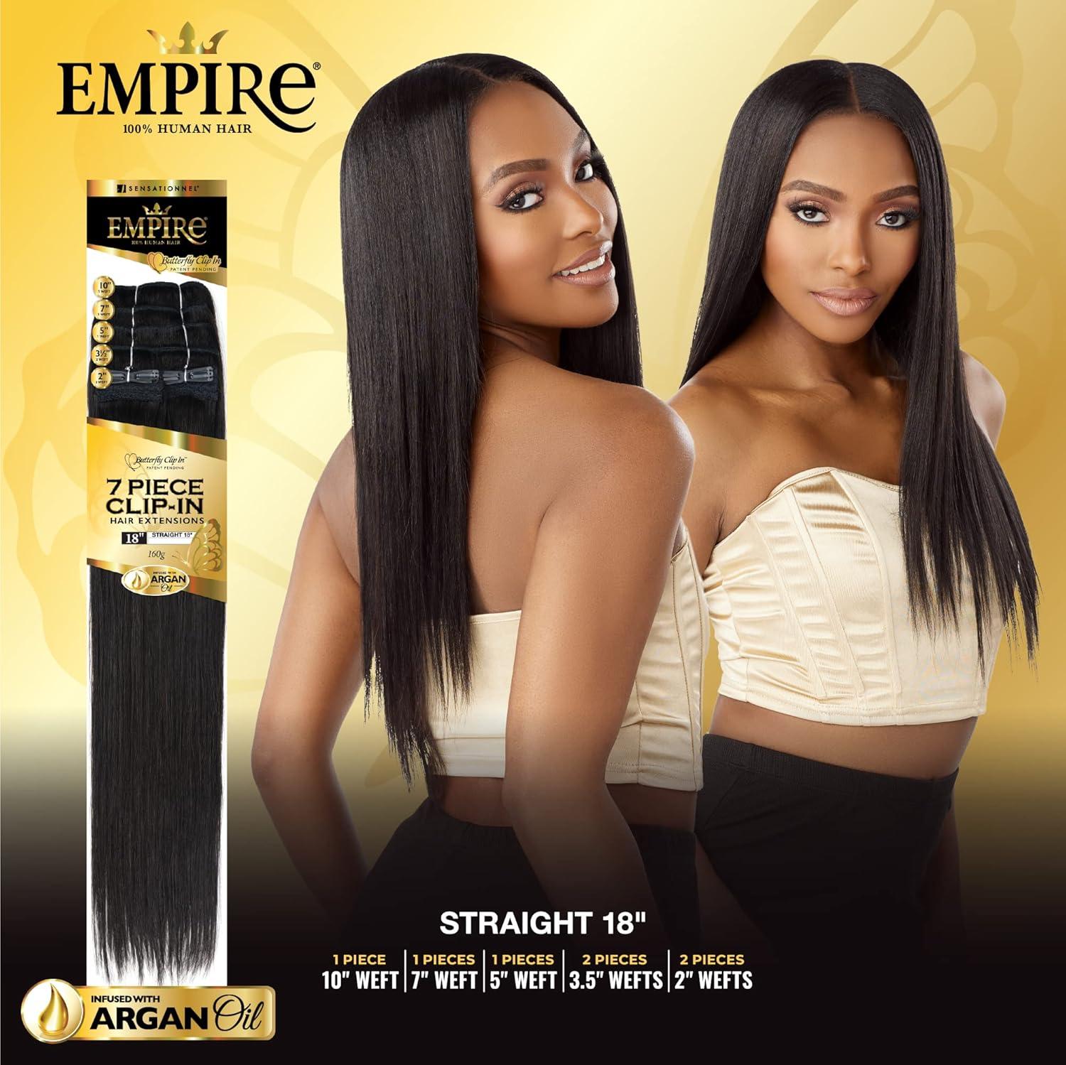 imageSensationnel Empire butterfly clip in straight 7 piece human hair lace weft clip ins 14 Inch T227530