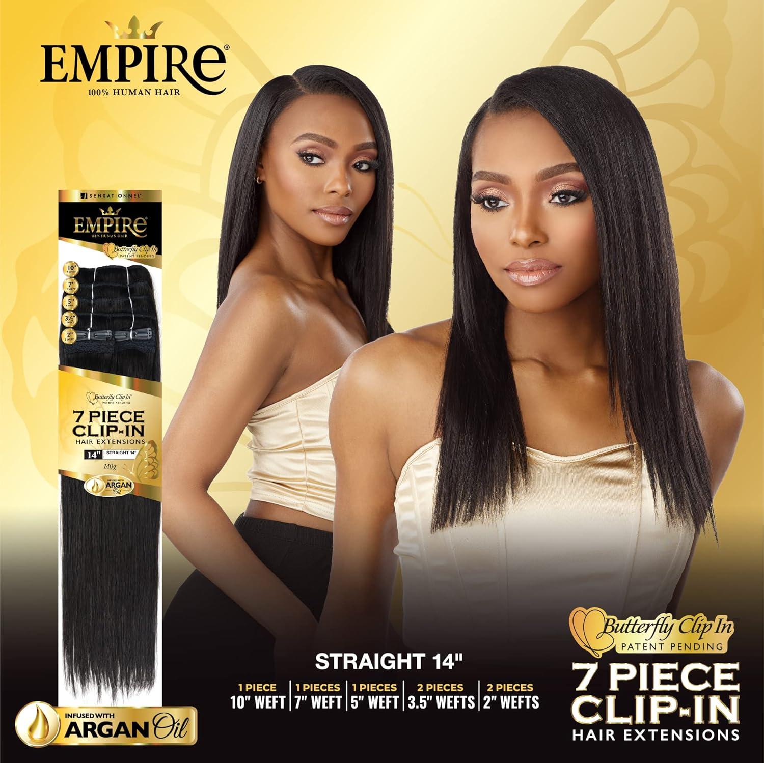 imageSensationnel Empire butterfly clip in straight 7 piece human hair lace weft clip ins 14 Inch T227T227