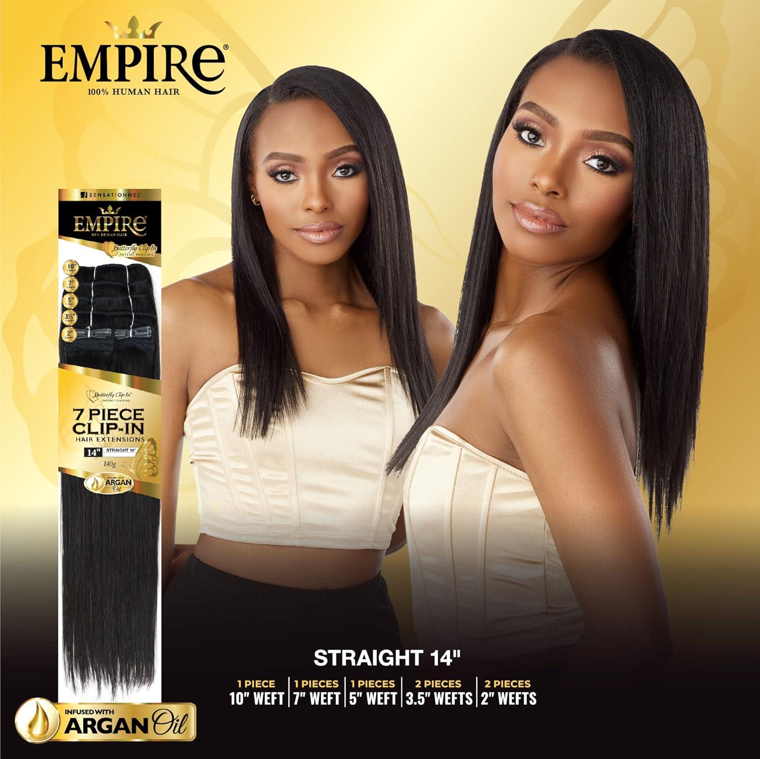 imageSensationnel Empire butterfly clip in straight 7 piece human hair lace weft clip ins 14 Inch T227T227