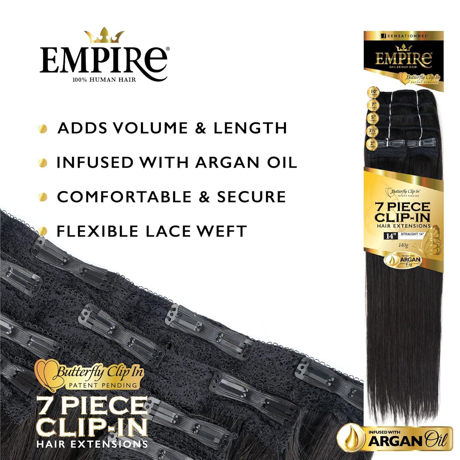 imageSensationnel Empire butterfly clip in straight 7 piece human hair lace weft clip ins 14 Inch T227T230