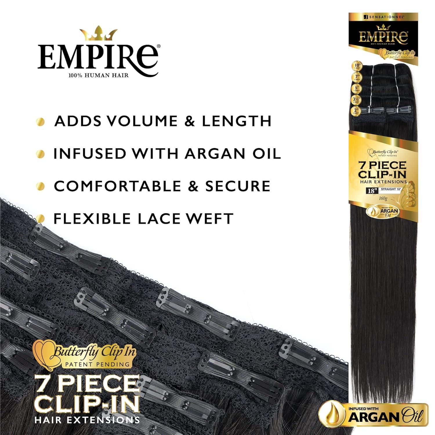 imageSensationnel Empire butterfly clip in straight 7 piece human hair lace weft clip ins 14 Inch T227T230