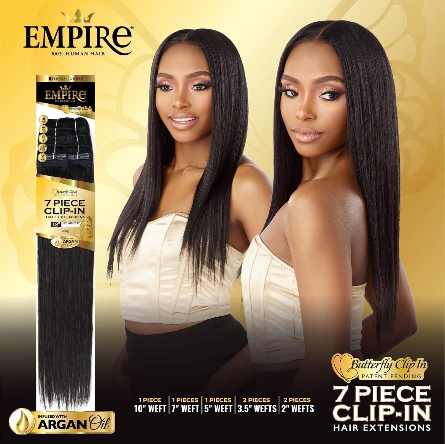imageSensationnel Empire butterfly clip in straight 7 piece human hair lace weft clip ins 14 Inch T227T230