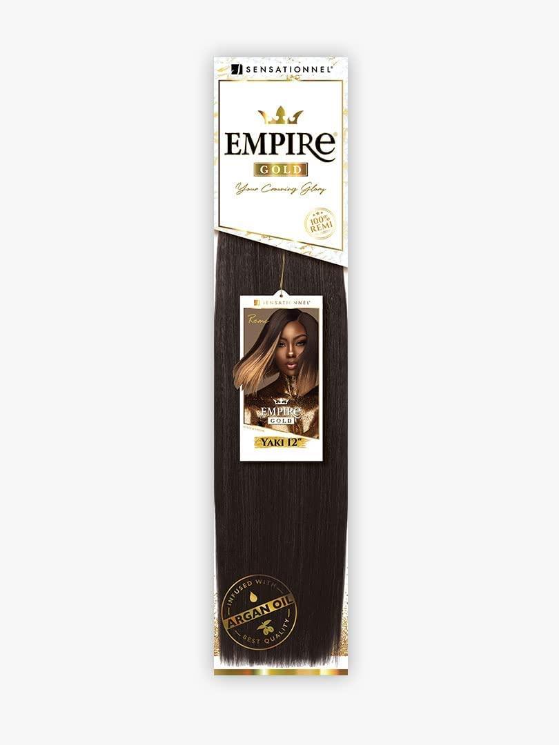 imageSensationnel Empire gold yaki weave human hair for weaving and sew in styles 8 inch 1 JETBLACK4 MEDBROWN