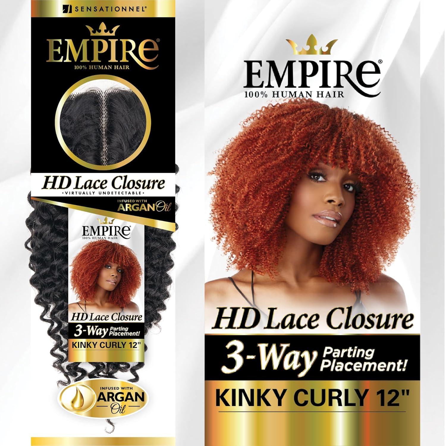 imageSensationnel Empire humanhair lace closure kinky curly 12 inch 3 way lacepart hand tied weaving closure 1 JETBLACK1 JETBLACK